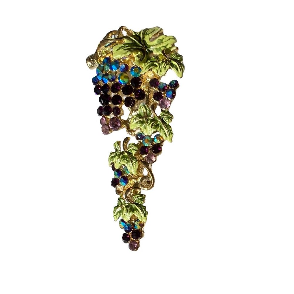 Large Grape Cluster Lapel Pin Brooch with Bling - Bulk Discounts